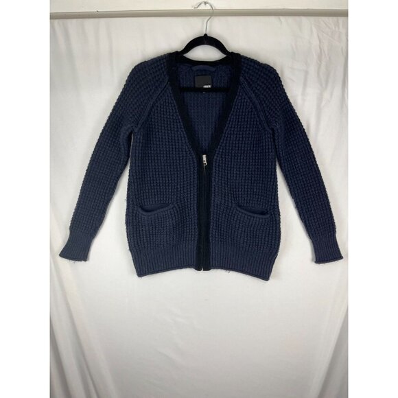 Aritzia Wilfred Free Cardigan Womens Wool-Alpaca-Blend Blue Shaker Knit - Picture 2 of 14